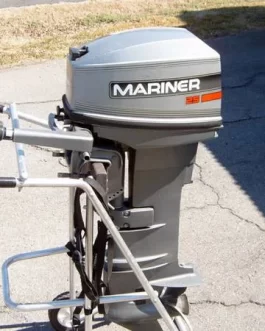 1995 Mariner 25 HP 2-Cyl Carbureted 2-Stroke 20″ (L) Tiller Outboard Motor.